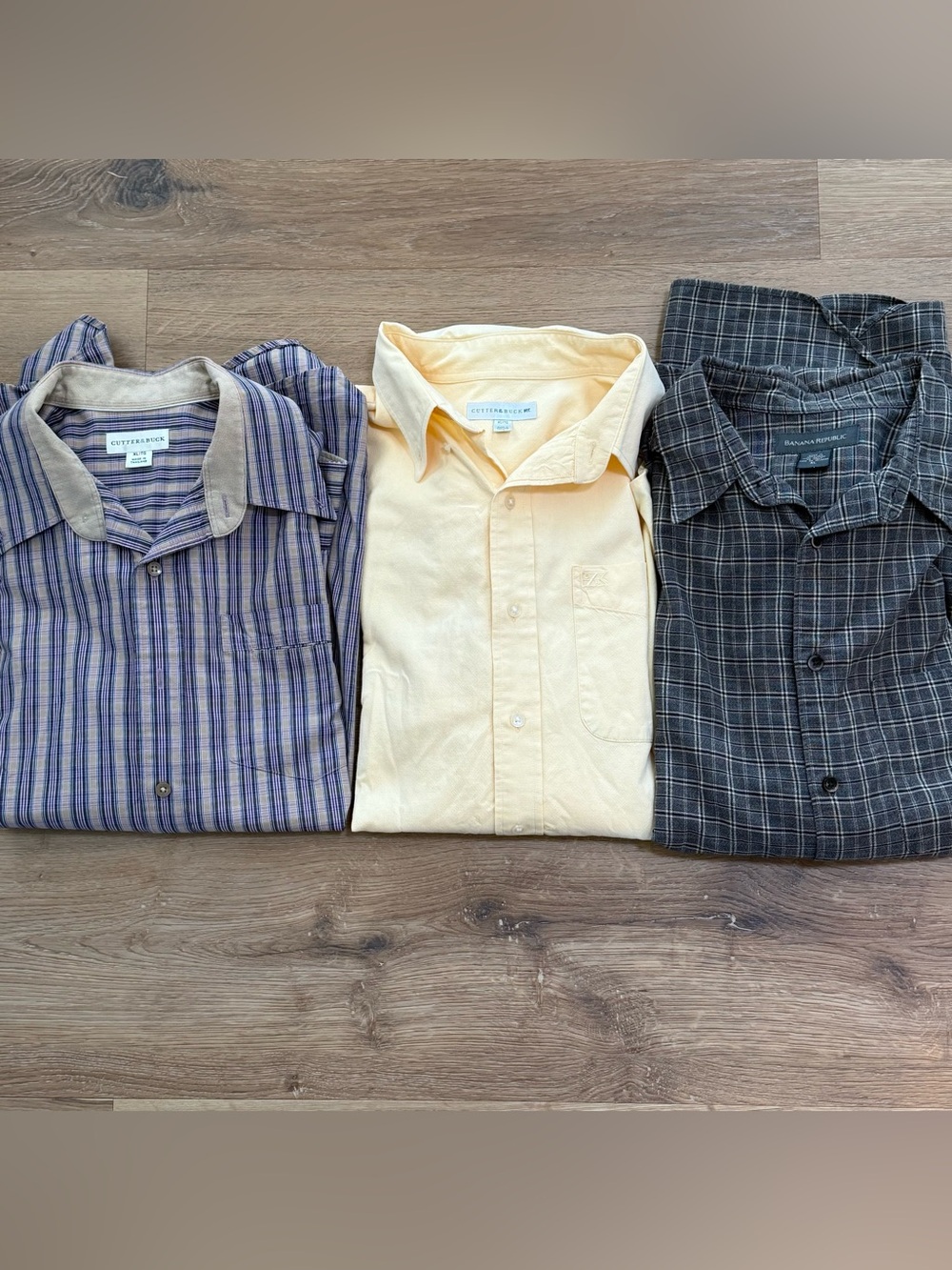 Lot Of 3 Banana Republic Cutter & Buck Mens Cotton Button Down Shirts XL NICE